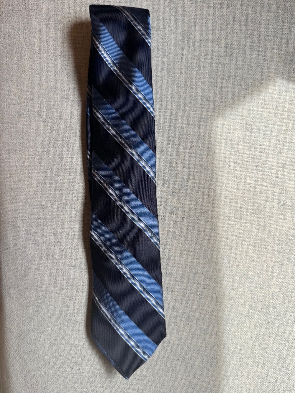 Daniel Cremieux Archive Navy Grey White Stripe Silk Necktie